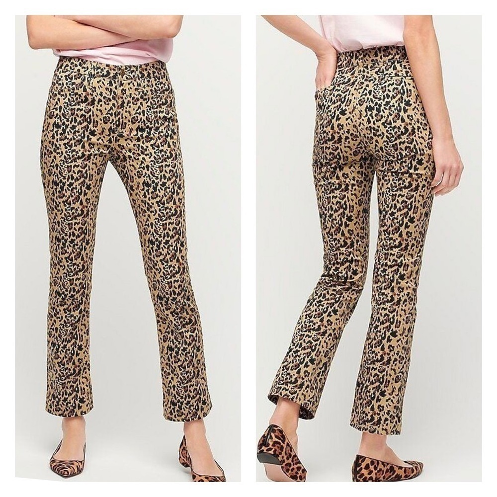 J. Crew Kickout Stretch Crop Pants in Leopard 26‎